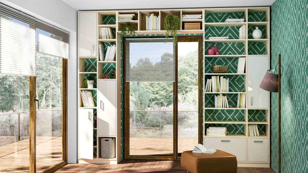 Welke soort open kast past bij jou Open kast op maat in de woonkamer met enkele deuren en deels zonder achterwand