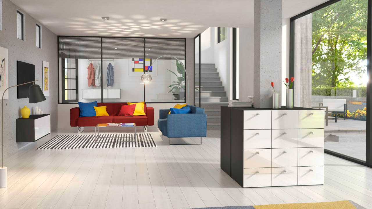 Bauhaus stijl woonkamer